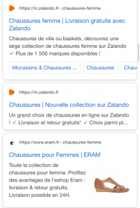 Copie d'écran de la nouvelle mise en page des résultats organiques  sur la page des résultats de recherche Google.