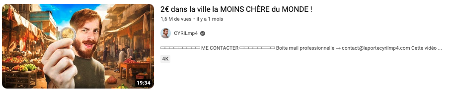 Capture d'écran d'une vidéo du YouTubeur CyrilMp4.